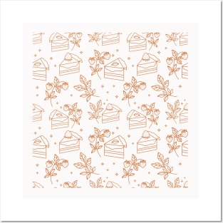 Vintage Brown Cake Seamless Pattern Posters and Art